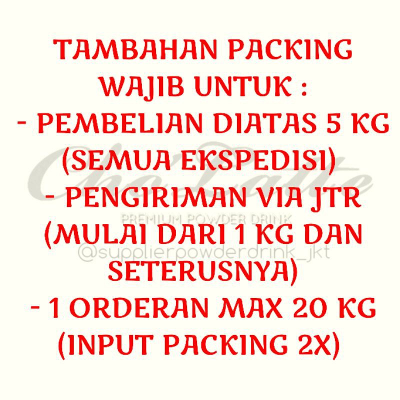 DUS TAMBAHAN WAJIB UNTUK DIATAS 5 KG DAN CARGO