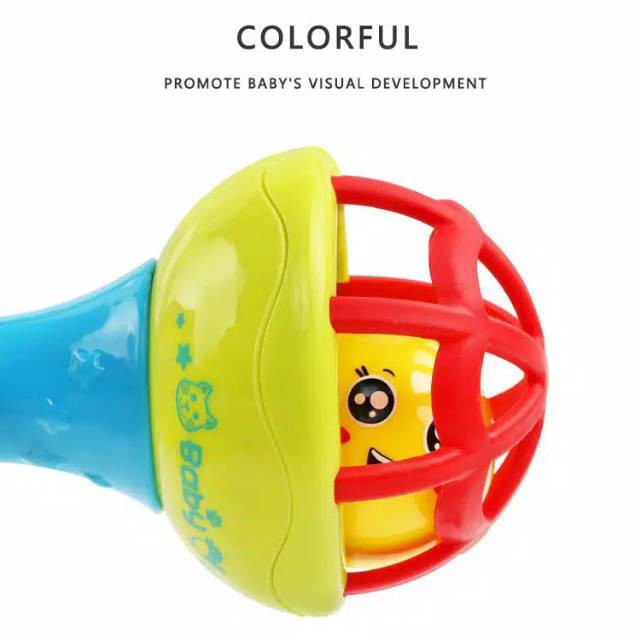 Mainan Bayi Rattle Stick Bunyi Kerincingan Baby Soft Teether Gigitan Bayi BPA Free