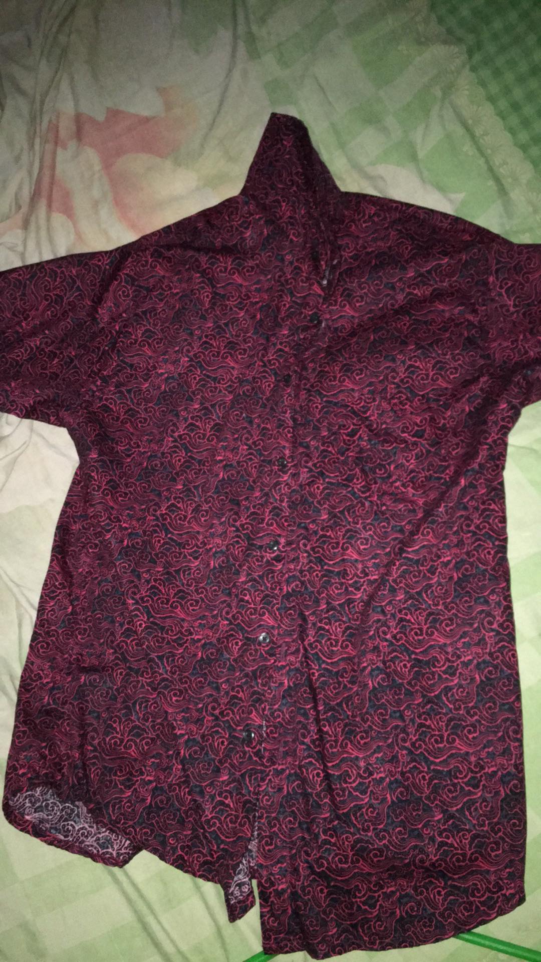 [gridline - R101 White Grey] Kemeja Batik Pria Katun Lengan Pendek Regular Modern