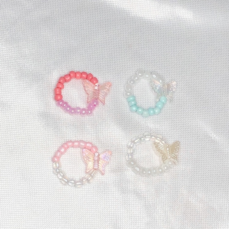 Two Tone Butterfly rings | beaded ring