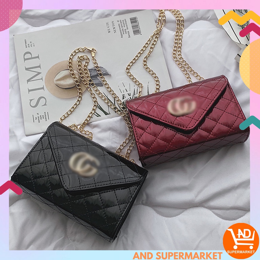Tas Selempang Wanita Grid Kulit PU Tas Slempang Wanita Import Tas Jalan Undangan Cewek Kekinian T132