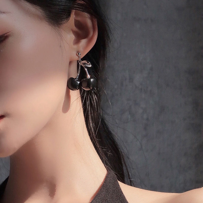 Selebriti Internet menyenangkan Cherry buah anting-anting giwang kalung lucu manis Jepang sterling s
