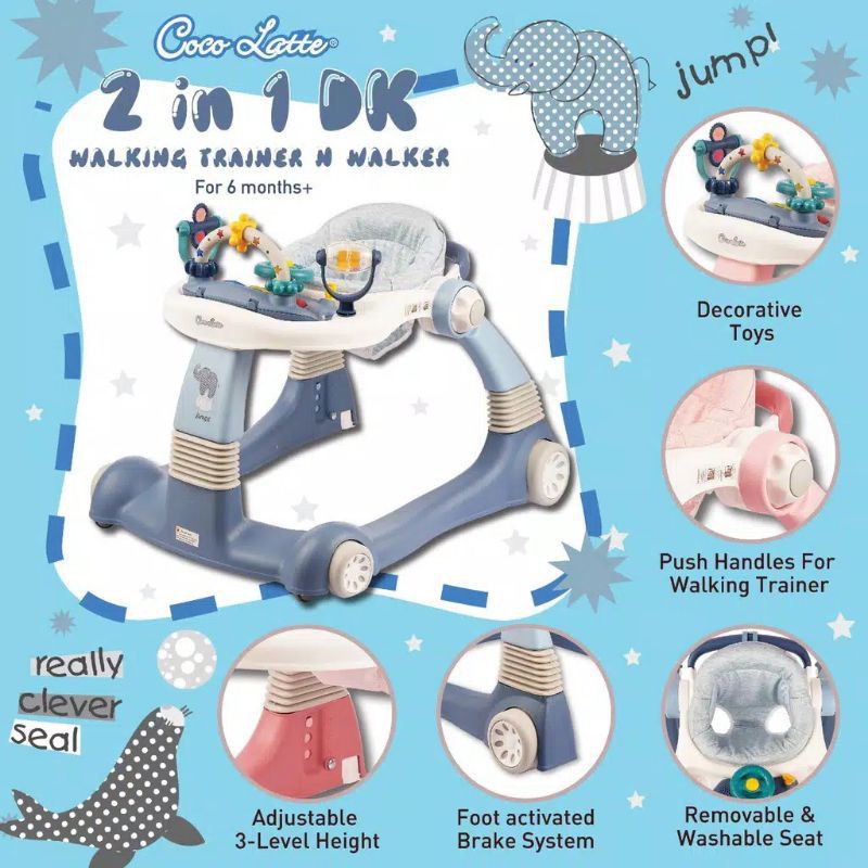 Makassar - Alat Bantu Jalan Cocolatte DK 1001 ML 2in1 Baby Walker Walking Trainer Fun Collection