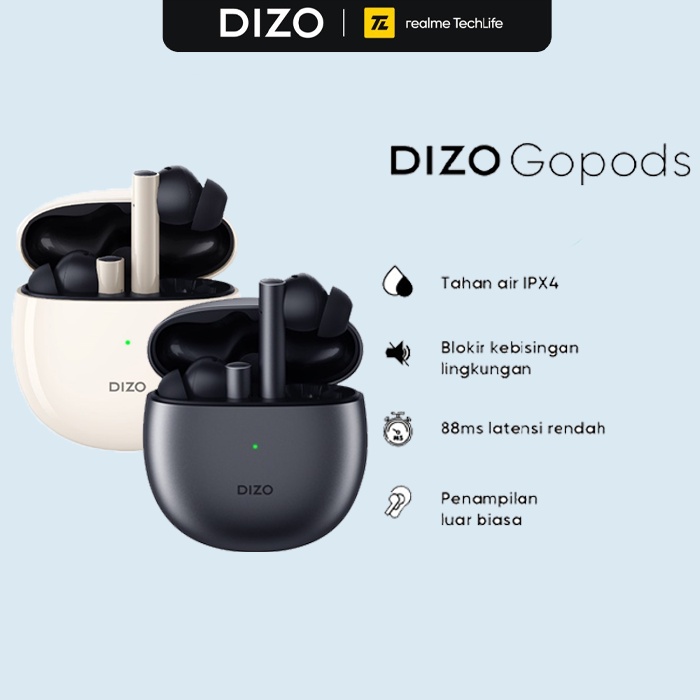 DIZO GoPods Earbuds Headset Bluetooth 5.2 Airdots Earphone Ipx4 Android Iphone By Realme TechLife