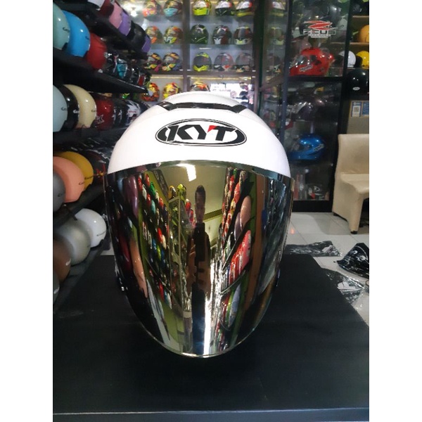KYT Kyoto R Solid White / Kyoto R Putih Original kyt-+ visor gold