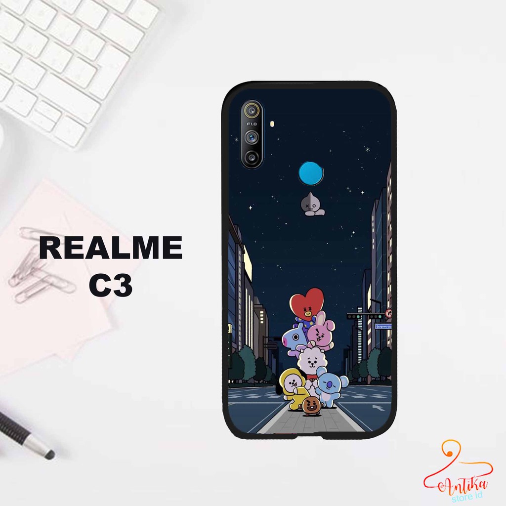 [ANT05] Case BT21 Realme C3 - Case 2D - Casing Hp - Pelindung Hp - Case Glossy Case Cowo / Cewe
