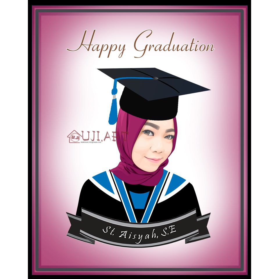 Souvenir Kado Hadiah Unik Wisuda Vector Wajah Ilustrasi Karikatur