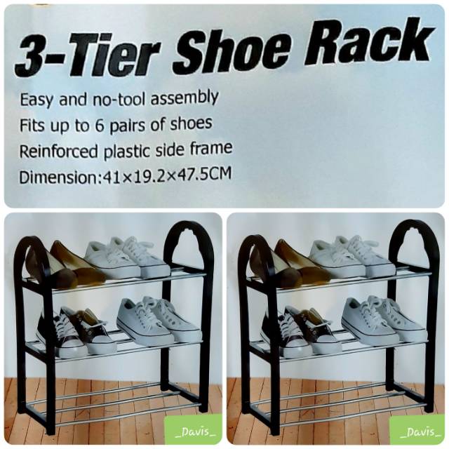 Rak Sepatu 3 Susun Rak Sepatu Sandal 3 Tingkat Shoe Rack Minimalis Produk Import Shopee Indonesia