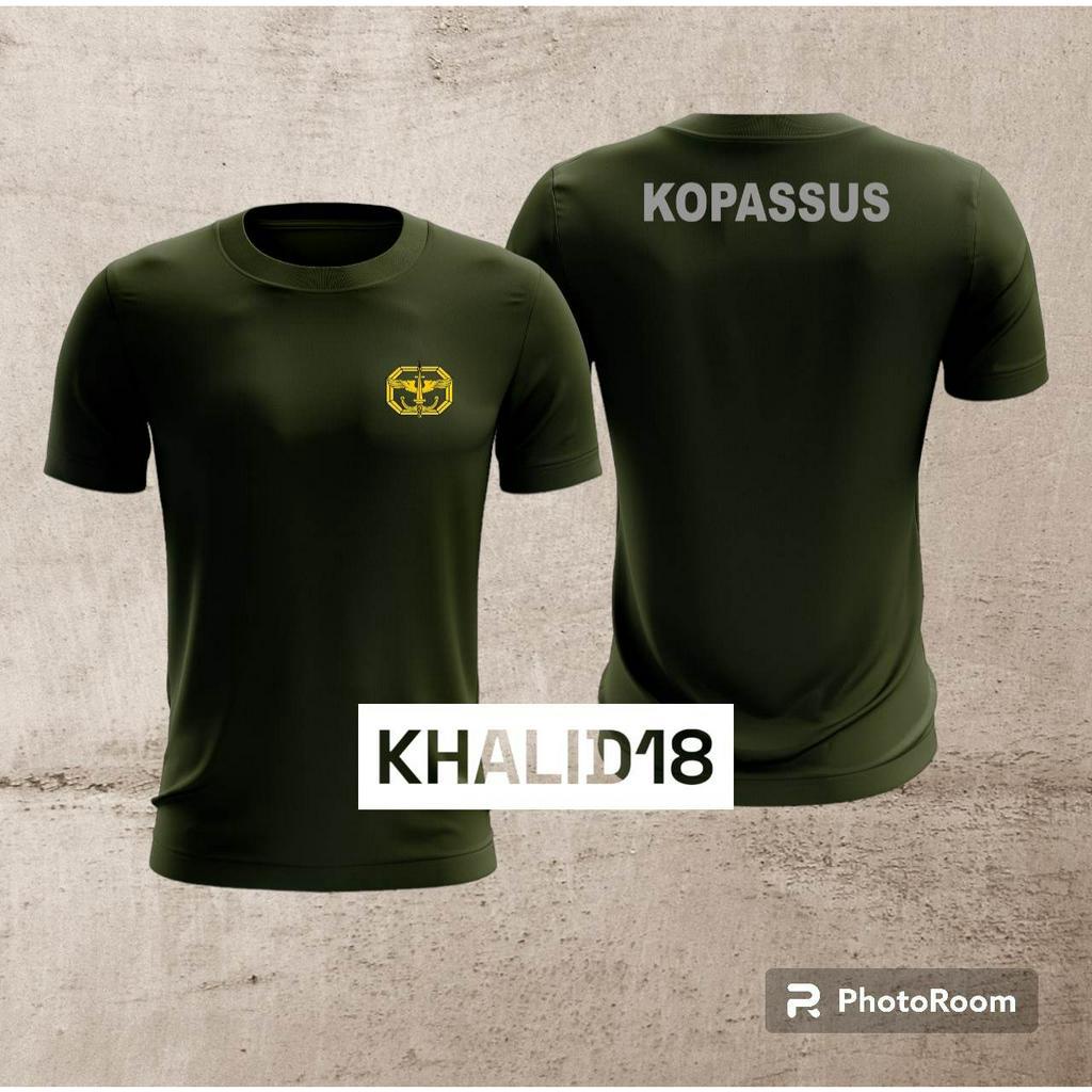 Kaos jersey olahraga KOPASSUS  kaos jersey olahraga HIJAU ARMY DRYFIT PREMIUM(BAHAN ADEM)