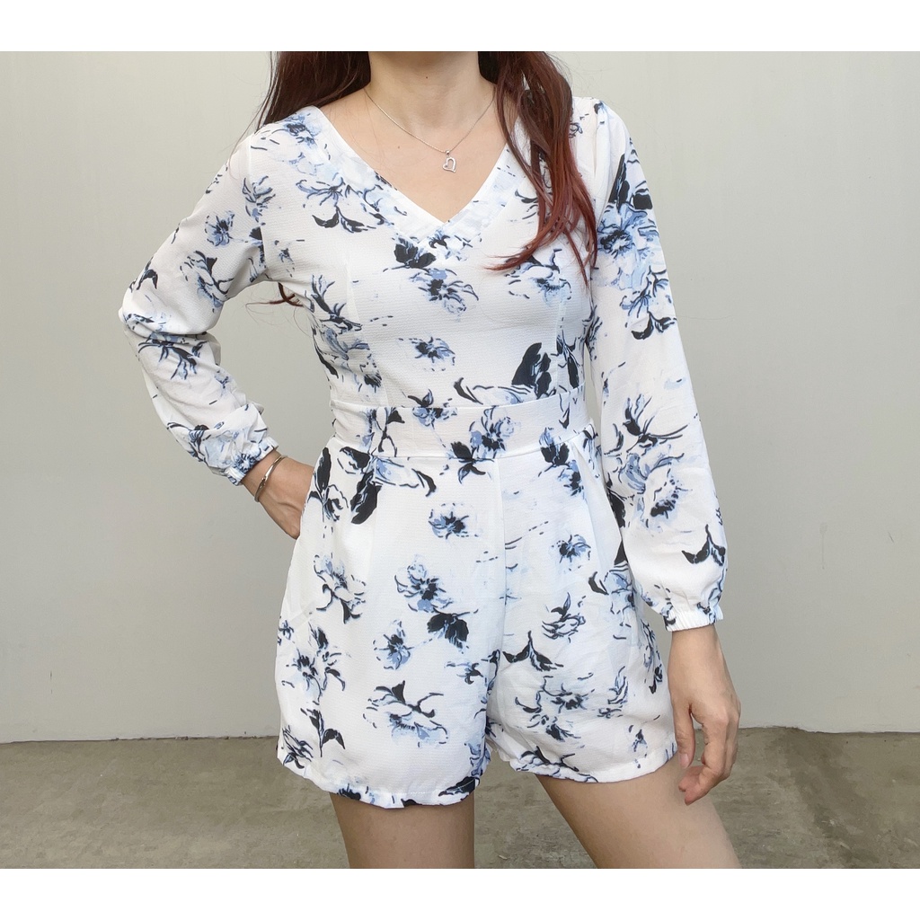 SL223 - Jumpsuit Longsleeves Floral Edgy