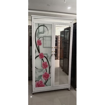lemari pakaian kaca/lemari baju almunium kaca dua pintu FREE ONGKIR KEBUMEN