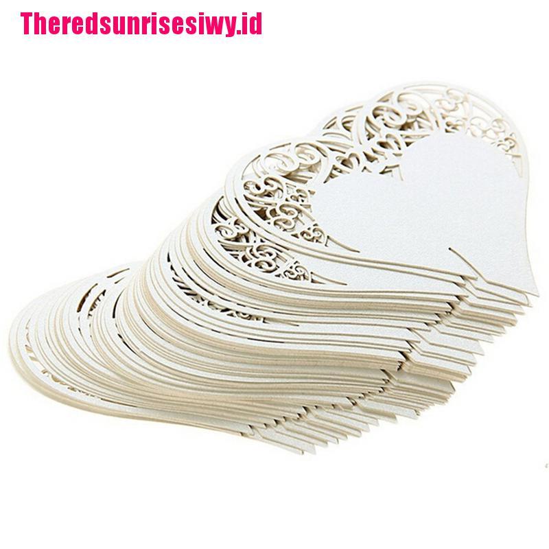 Kartu Nama Bentuk Hati Untuk Gelas Wine Pernikahan