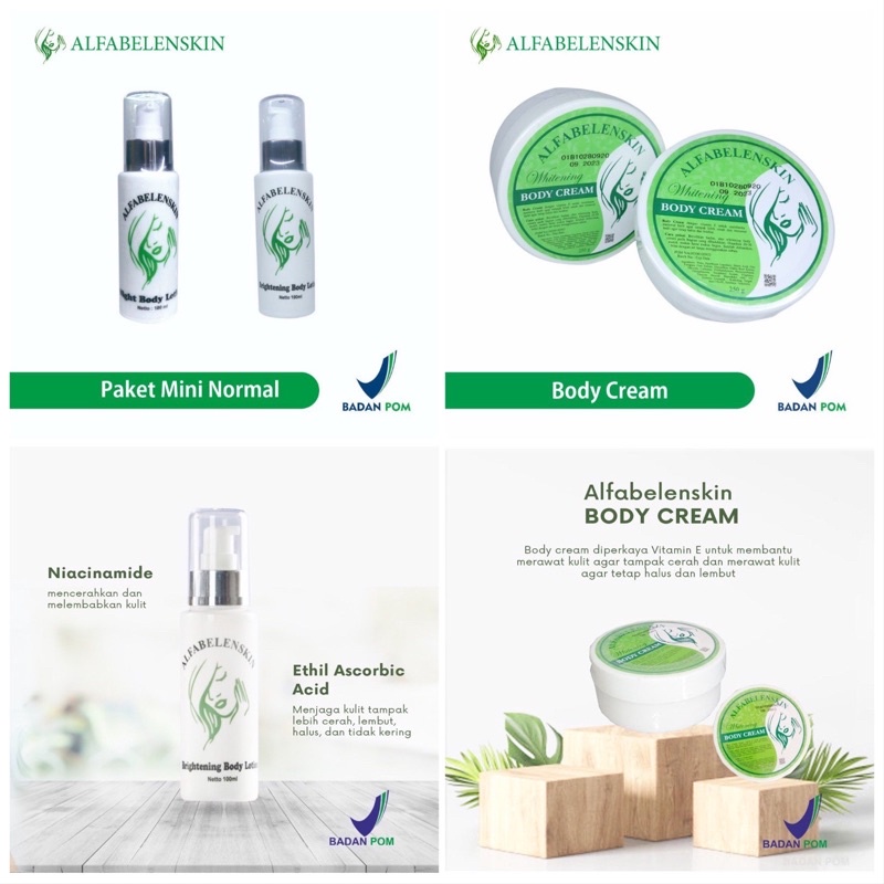 WHITENING BODY CREAM ALFABELENSKIN BODY BLEACHING SRUB ALFABELENSKIN LOTION PEMUTIH PERAWATAN BADAB 