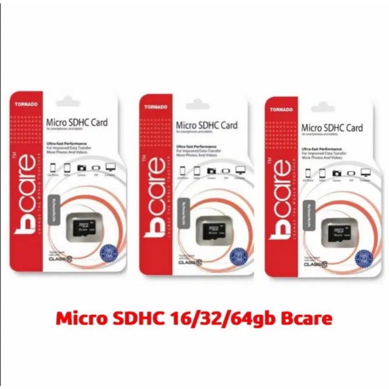 Micro SD Bcare 16Gb 32GB 64GB HC Class 10