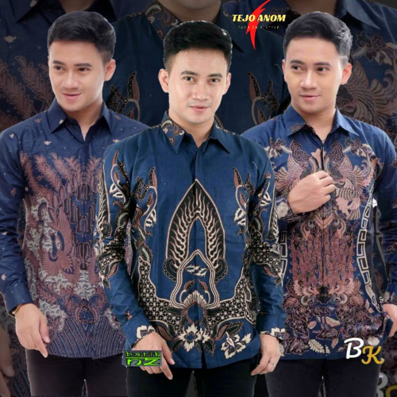 KEMEJA BATIK PRIA LENGAN PANJANG BIG SIZE JUMBO SIZE FIT XXL LD 120 WARNA HITAM PUTIH CASUAL FORMAL KONDANGAN