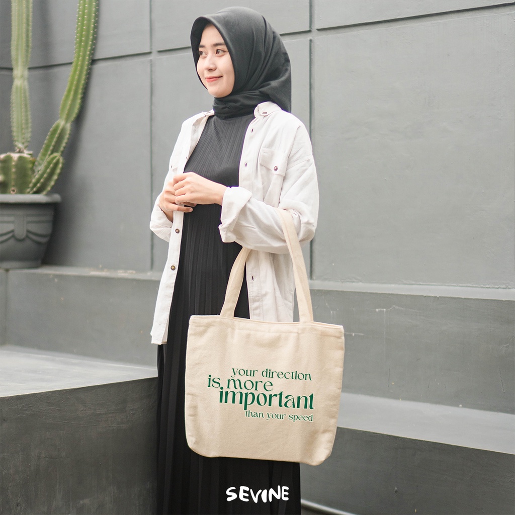 Sevine Tote Bag Kanvas Emily Resleting Kantong Tas Wanita Kuliah Sekolah Fashion Laptop Totebag Kerja Quotes Self Affirmation Vintage Aesthetic - VG