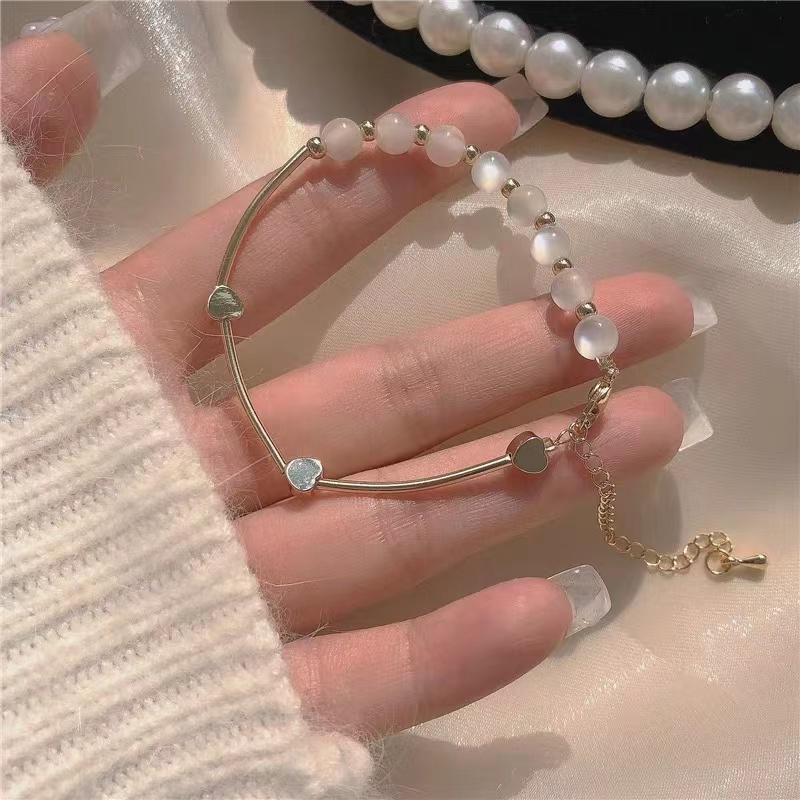 Gelang Tangan Silver Motif Hati Elegan Untuk Wanita / Pesta