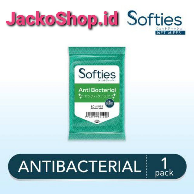 Softies Antibacterial Wet Wipes Tissue Basah isi 20