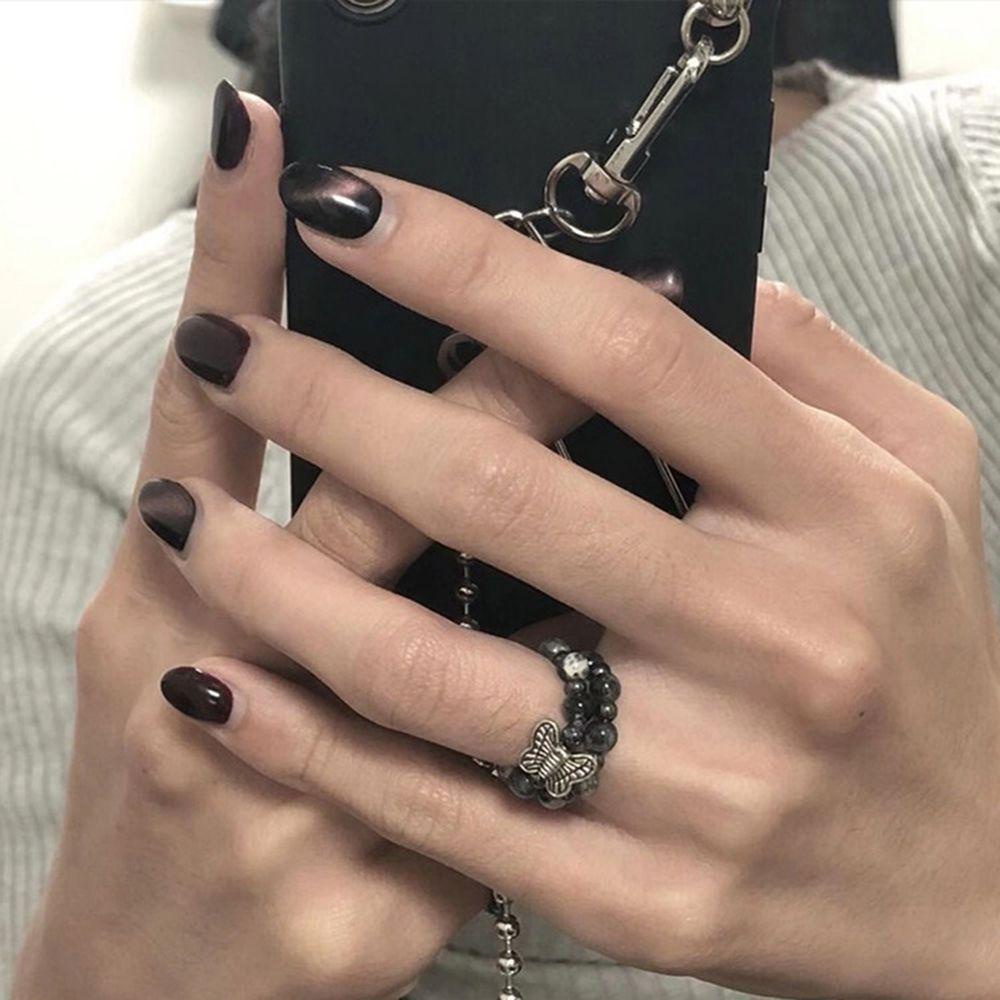 NEEDWAY Manik-manik Cincin Elastis Manis Trendi Hadiah Kupu-Kupu Perempuan Gaya Korea Ring
