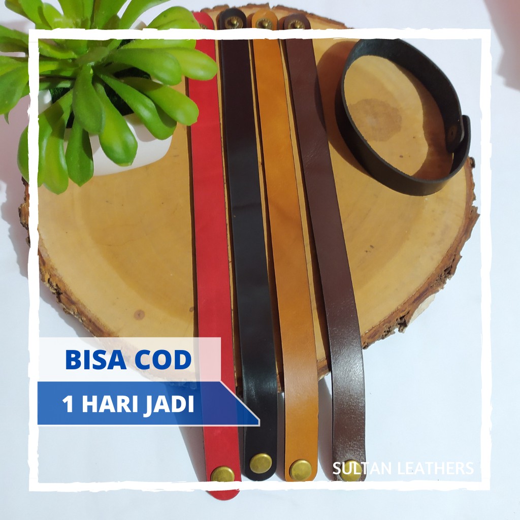 Gelang Kulit Pria / Gelang Cowok / Gelang Kulit Lebar Gaya Vintage Punk Untuk Wanita Kulit Asli Kuat