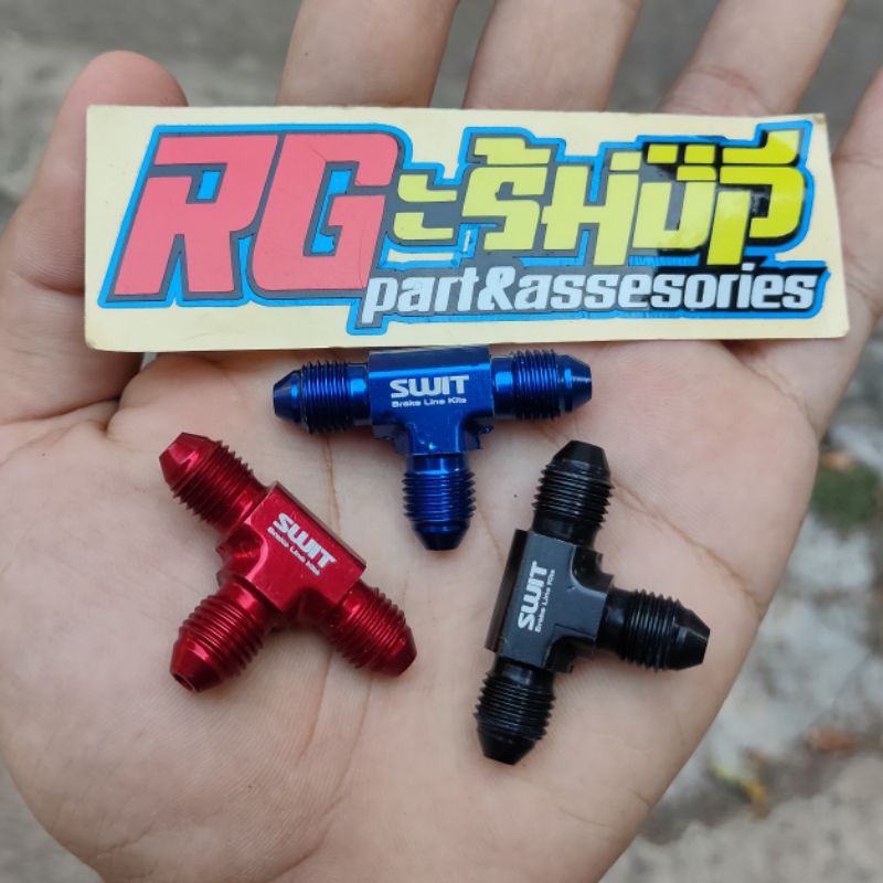 fitting nepel sambungan terminal selang rem 2 cabang T swits original thailand universal