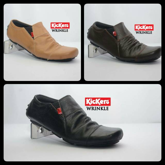 Sepatu slop on kulit kickers wrinkle terbaru