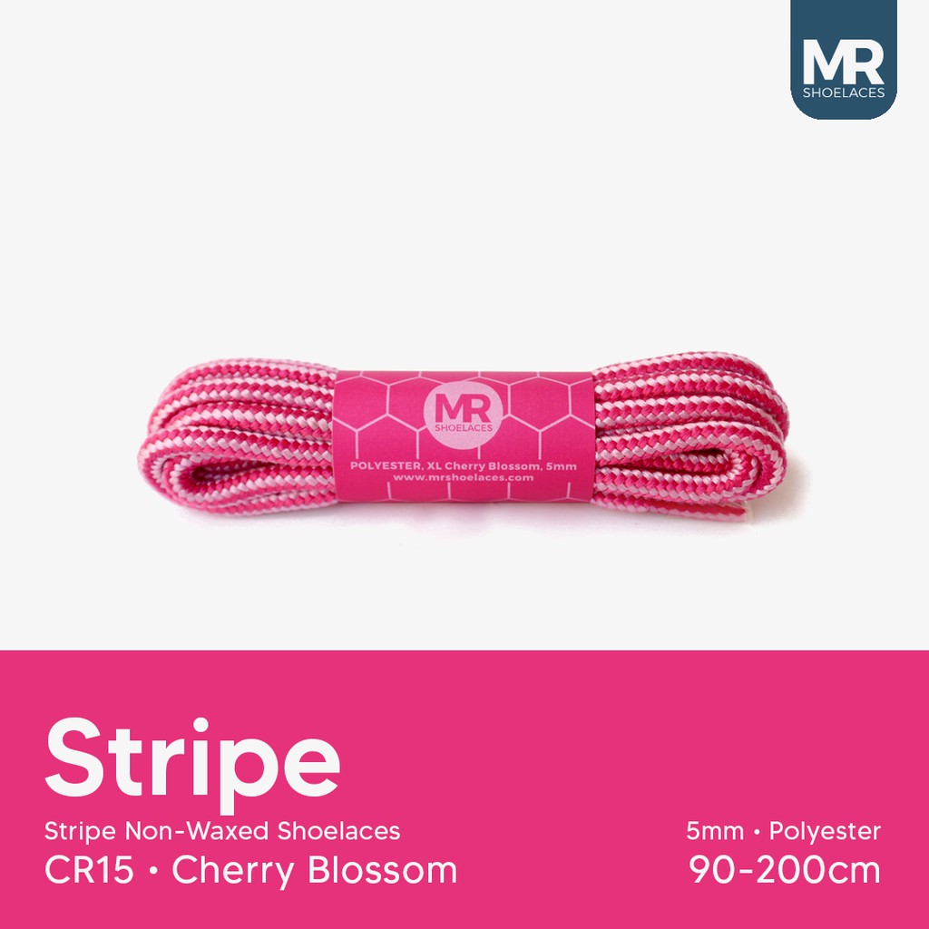 MR Shoelaces CR15 Cherry Blossom (Pink) Tali Sepatu Bulat Corak / Motif 5-6mm 80cm 90cm 100cm 120cm 150cm 200cm - Premium Shoelace