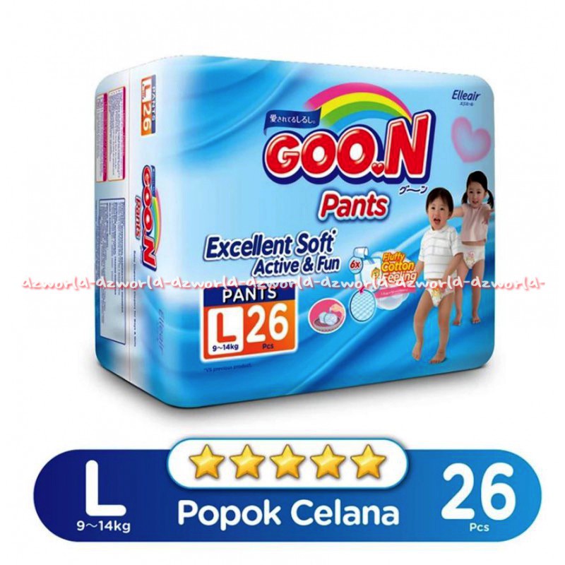 Goon Excellent Dry L 26 Diapers celana Popok celana daya serap cepat Goo.n L26