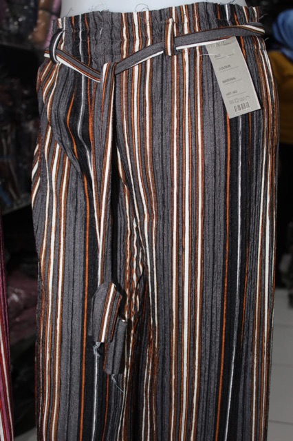 Blester kulot panjang bahan scuba import stripe pants kekinian-7
