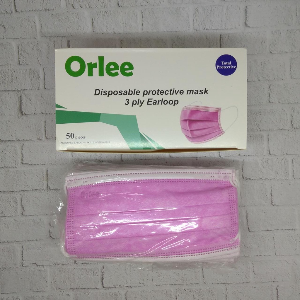 MASKER 3 PLY 3PLY EARLOOP HEADLOOP SHUMU MOUSON ORLEE ORLE ORLIIN CAREION ALKINDO DMS HIJAB BIRU HITAM ORIGINAL ISI 50 PCS ORIGINAL KEMENKES