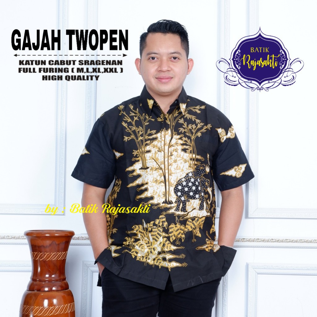 GAJAH TWOPEN KEMEJA BATIK PRIA SOLO LENGAN PENDEK LAPIS FURING BATIK RAJASAKTI LAKESWARA PROBOSETO KUNING GALING IRSO PUSPO GAGAH NATANEGARA KEMBANG BIRU KANGEN KAMULYAN PARANG LASEM CENDONO SOGAN LUHUR JAYANEGARA DWI REKTA MAHESA DRAJAT PRASTOWO