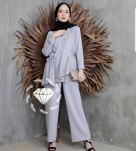 SET PELAGIO FASHION PAKAIAN WANITA SETELAN ATASAN DAN CELANA BAHAN MOSCREPE ADA VIDEO REAL PICT KR