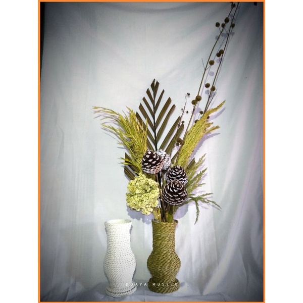 Paket Bunga Kering & Vas / Daun Kering Dekorasi Ruangan