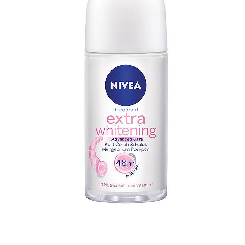 NIVEA Deodorant Extra Whitening Roll On 50 ml / Deodoran / Bau Badan / Whitening