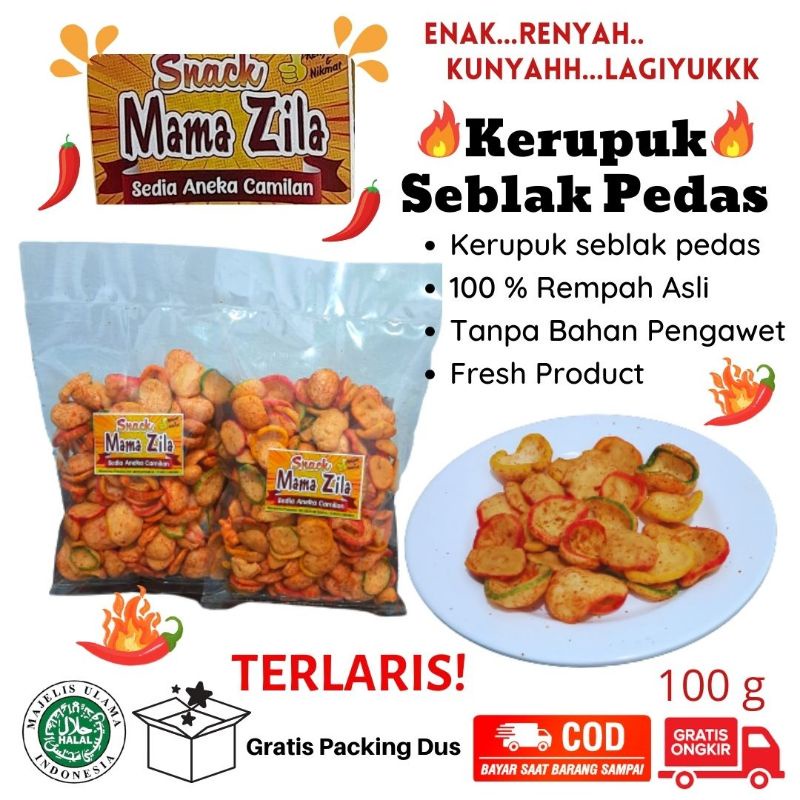 

Kerupuk Seblak Pedas Mama Zila enak rasa 100 gram