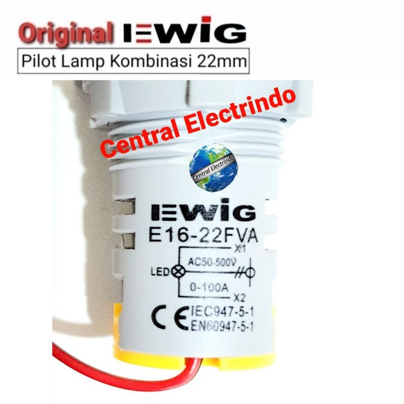 Pilot Lamp LED EWIG VOLT+Ampere Meter Indikator 22mm