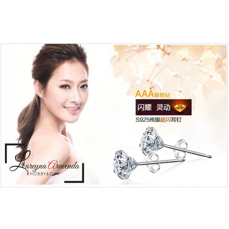 Anting Titanium Model Kristal Crystal Anti Karat Non Alergi AT008-2