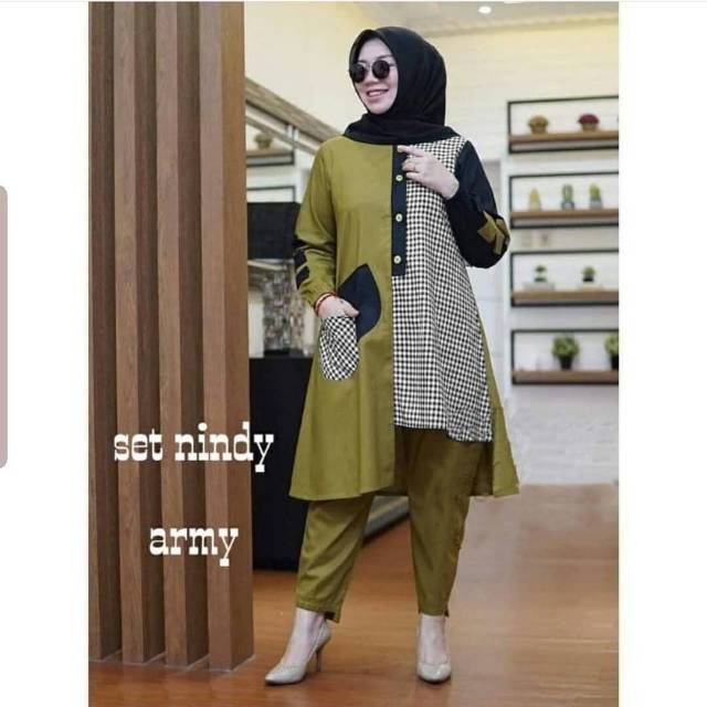 [ Set nindy. Setelan Muslim Size Jumbo 108cm pjg 93 Cm ] Vt
