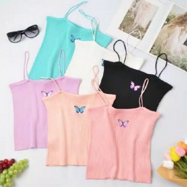 Tanktop ovula butterfly - tanktop wanita - tanktop crop - pakaian dalam - bordir-TT Butterfly - Fanta
