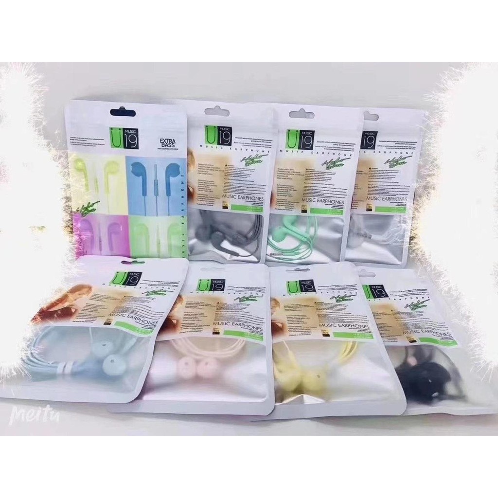 Headset U19 Macaron Handsfree Earphone Extra Bass Matte Macaron Hifi Colourfull