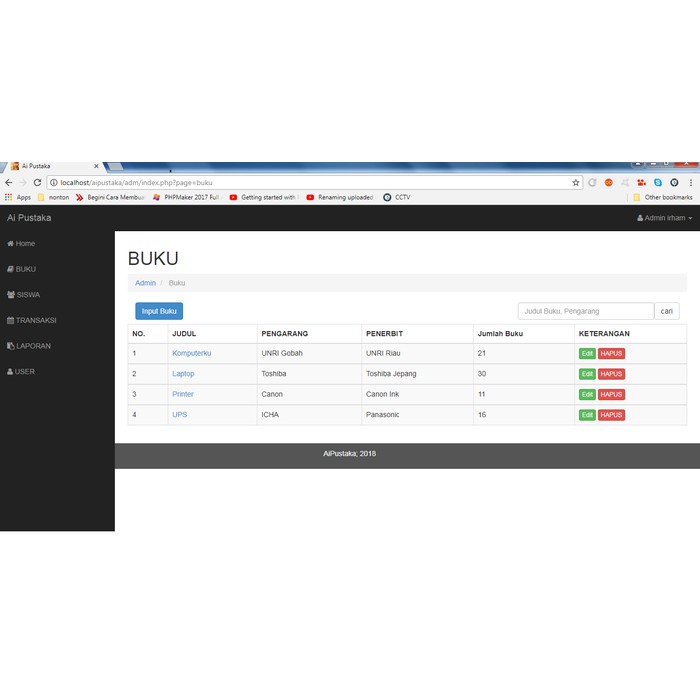 Aplikasi Software Web Perpustakaan pustaka buku sekolah