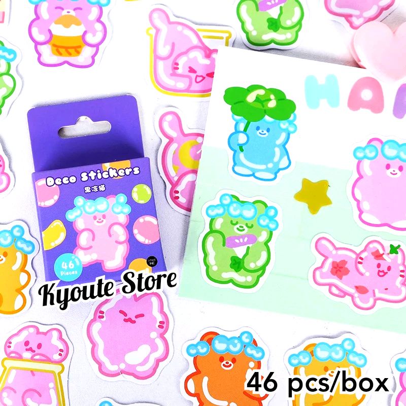 

46 pcs Sticker Cute Bubble Gum Bear Pillow Scrapbook Journal DIY Bujo Planner Diary Seal Letter
