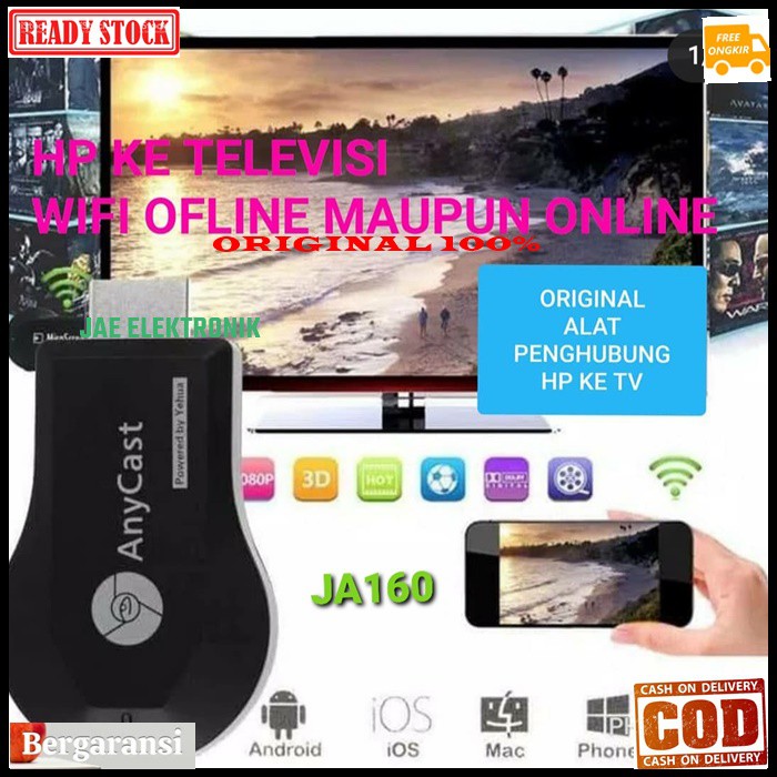 J160 ALAT PENGHUBUNG HP KE TV ORI 100% anycast hd dongle hdmi penghubung penyambung hp handphone tv
