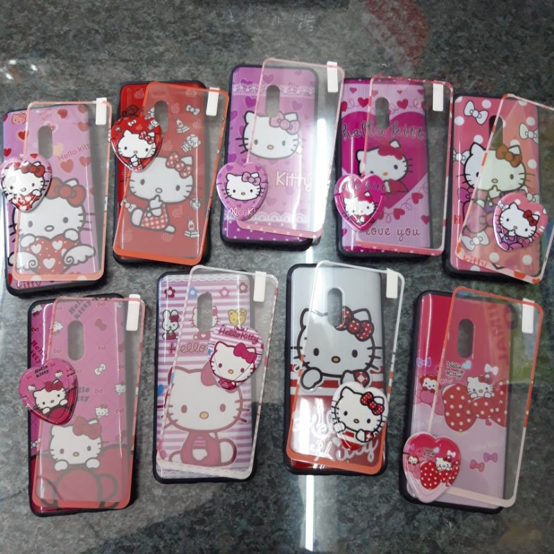 Case Motif Hello Kitty Tempered Popsoket Samsung Redmi Vivo Oppo iPhone