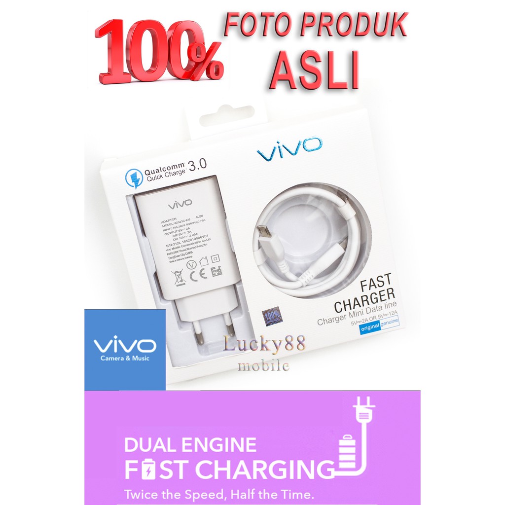 ORIGINAL 100% CHARGER VIVO V20 SE Y20i Y20 Y30 Y50 Y30i