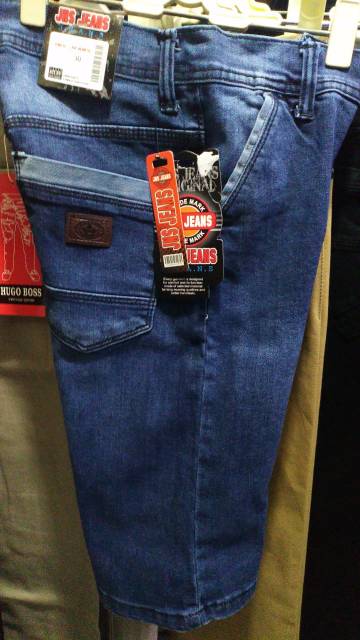 Celana Jeans Pendek Pria Jumbo Big Size 27-44 Jens Cowok Premium Hitam Navy Biru