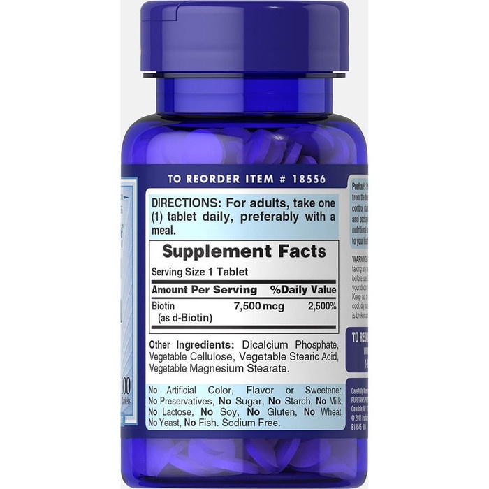 RAMBUT-VITAMIN-SUPLEMEN- PURITAN BIOTIN 7500 MCG 100 TABLETS PURITAN'S PRIDE ULTRA 7500MCG - 100