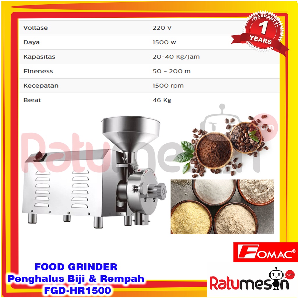 Food Grinder / Mesin Penghalus Dari Biji-Bijian FGD-HR1500 FOMAC