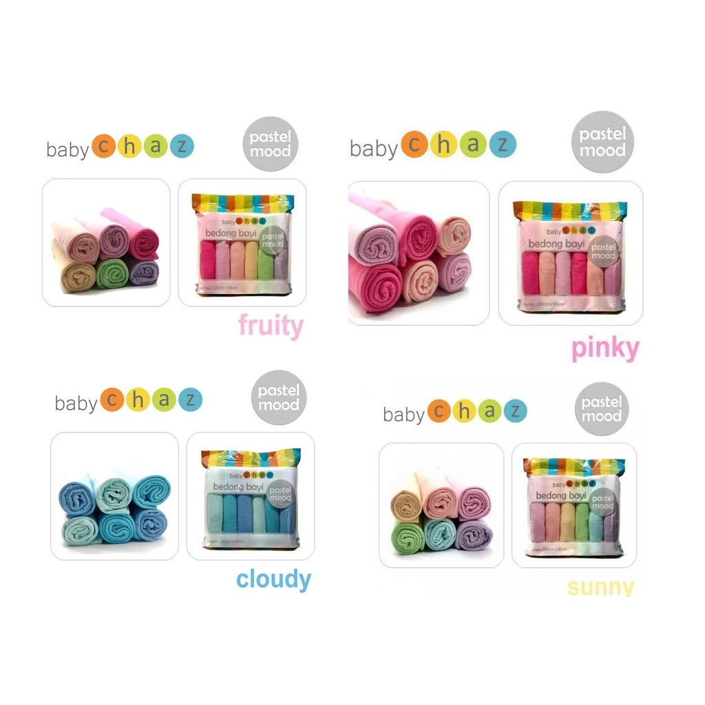 Baby Chaz Bedong Bayi Warna Pastel Polos Isi 6