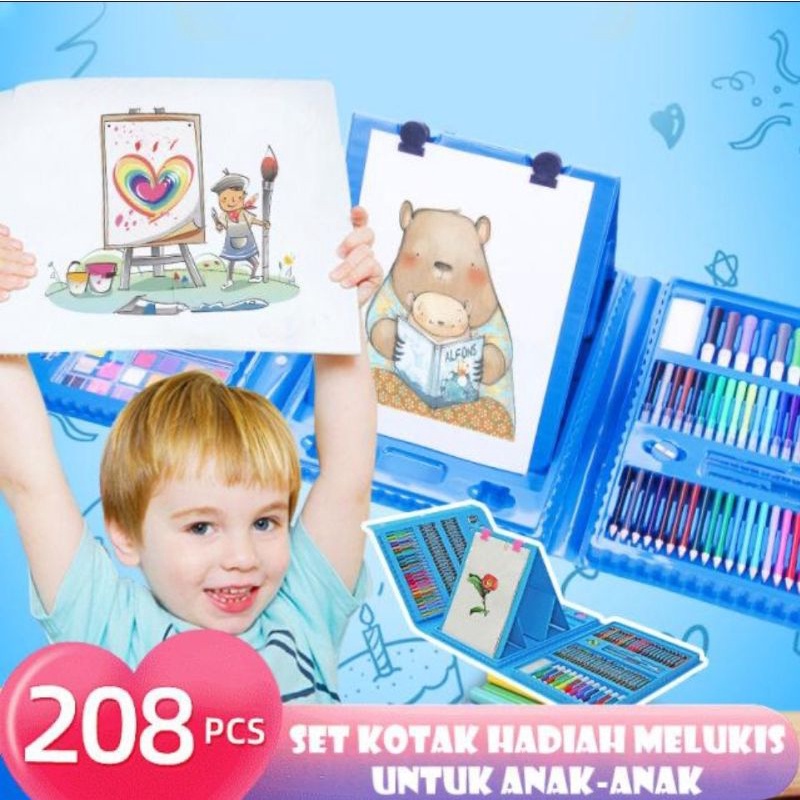 crayon art set 208 pcs alat mewarnai pensil oil colour dll